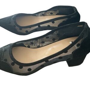 Elegant Black Polka Dot Mesh Statement  Shoes in size 39